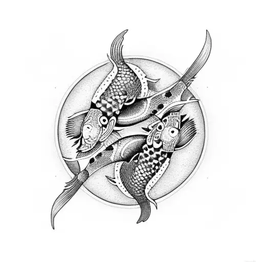 Yin and yang with koi fish tattoo design idea
