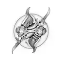 Yin and yang with koi fish tattoo design idea