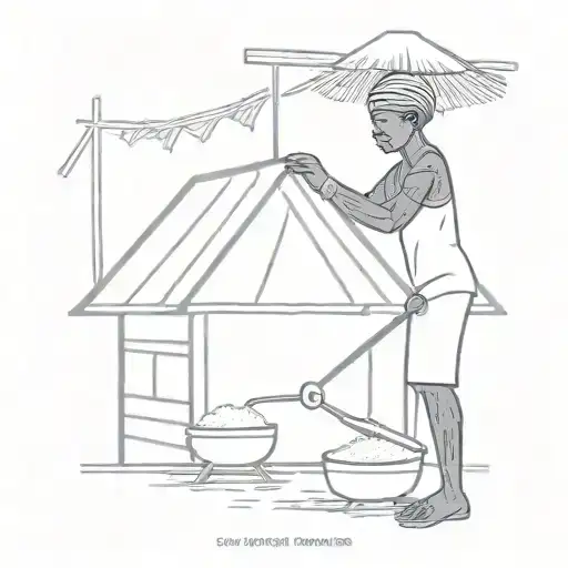 ghana woman pounding fufu  tattoo design idea