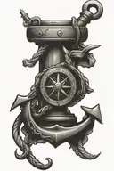 old anchor with a compass that letters: A, J hidden in it.  tattoo design idea