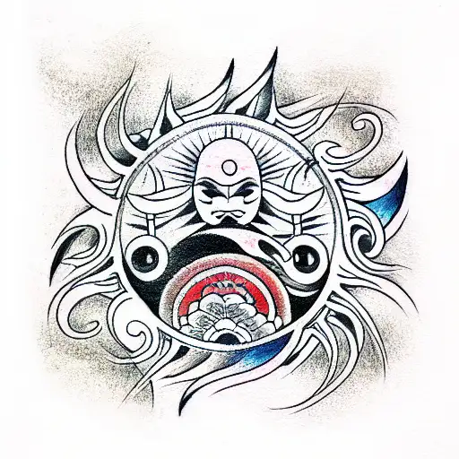 Sun and Moon tattoo design idea