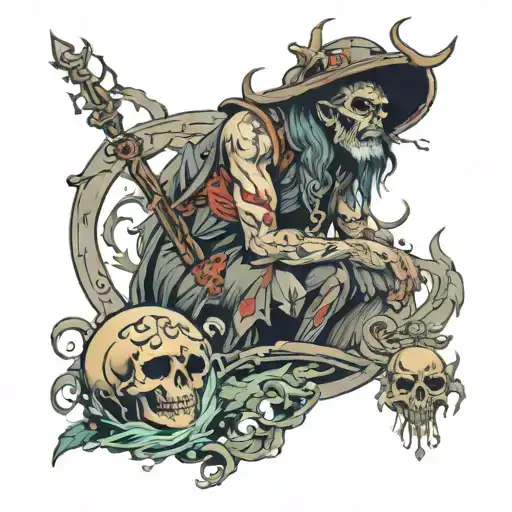 charon boatman from hades tattoo design idea