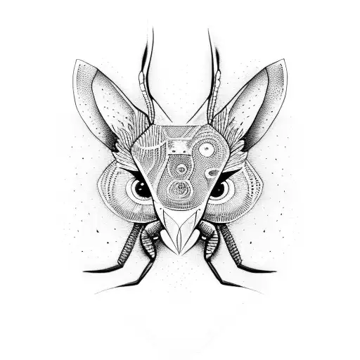 most beautiful girl mantis kangaroo tattoo design idea