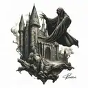 Dementor and Howarts Castle (Harry Potter)  tattoo design idea