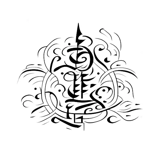 A minimalist representation of Proverbs 17:17 in calligraphy tattoo design idea