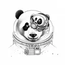 astronaut, panda face tattoo design idea