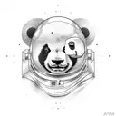 astronaut, panda face tattoo design idea