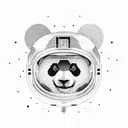 astronaut, panda face tattoo design idea