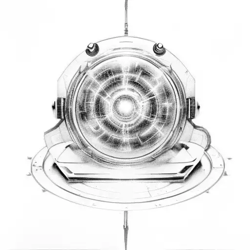 a bottle of spray paint, iron man's arc reactor, mad hatter's hat, a light saber and the amulet from supernatural tattoo design idea