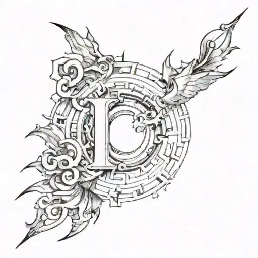 Chaos and Order Letter O broken up to make the letter C tattoo design idea