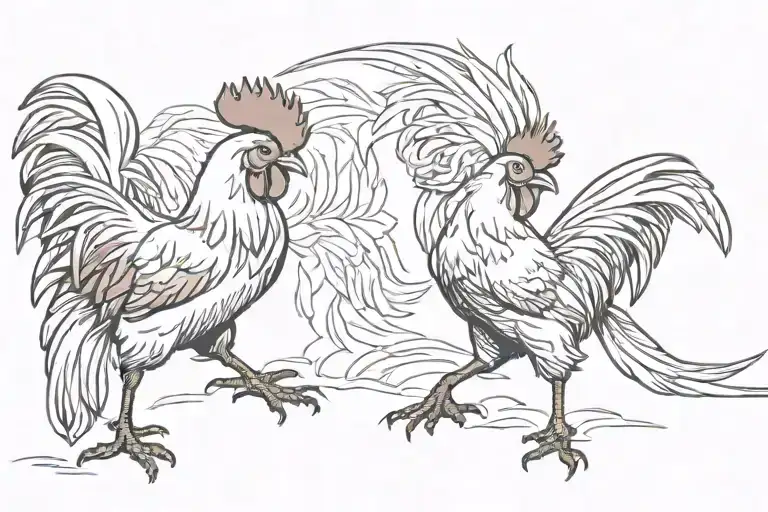 Rooster fighting tattoo design idea