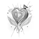 Heart with birds tattoo design idea