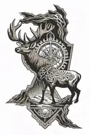 elk and railroads tattoo design idea
