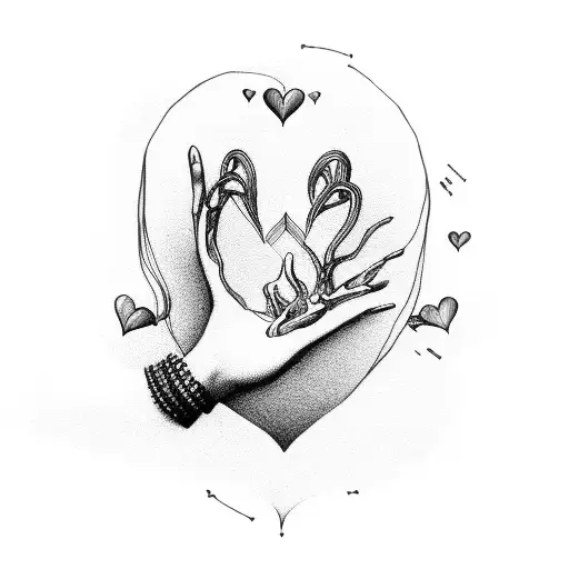 Girl tilting head smiling doing heart sign with hands tattoo design idea