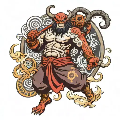 full-length gabimaru from the anime hellboy paradise tattoo design idea