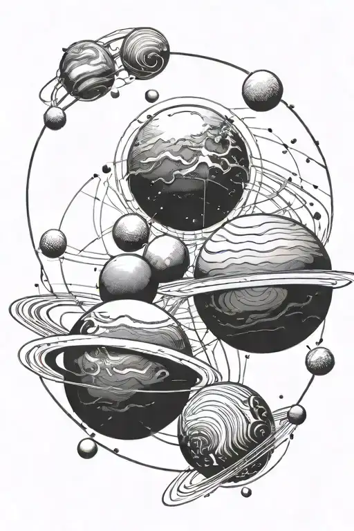 symbol of the planets solar system tattoo design idea