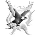 Combine your favorite sport with a majestic eagle in flight tattoo design idea