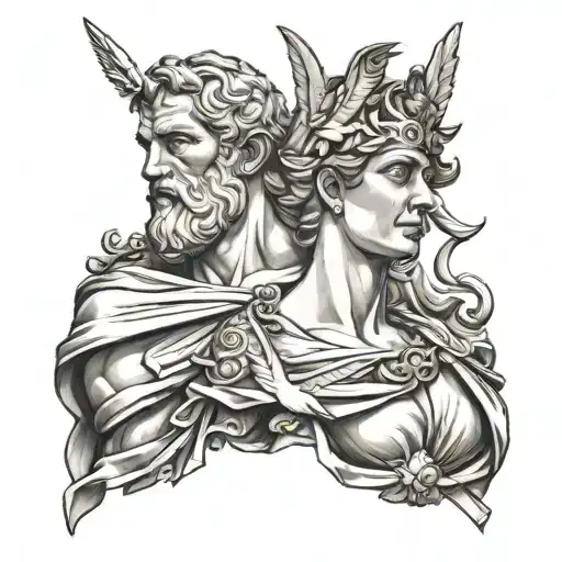 Zeus and Athena  tattoo design idea