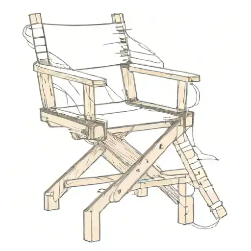 A sketch of a director's chair with a film strip wrapped around it tattoo design idea