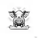 semi realistic cute pig for man tattoo design idea