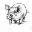 semi realistic cute pig for man tattoo design idea