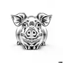 semi realistic cute pig for man tattoo design idea