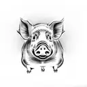 semi realistic cute pig for man tattoo design idea
