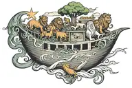 Noahs ark, jonah and the wale, daniel in the lions den, angels tattoo design idea