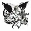 angel with uzi tattoo design idea