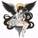 angel with uzi tattoo design idea