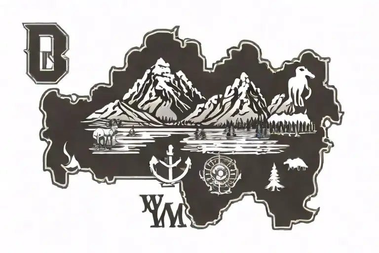 Idaho Wyoming logo tattoo design idea