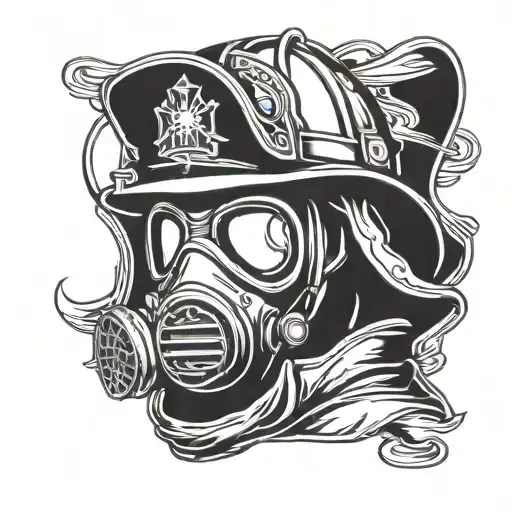 firefighter mask tattoo design idea