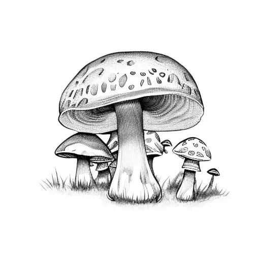 mushroom man tattoo design idea