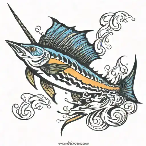 sailfish leaping tattoo design idea