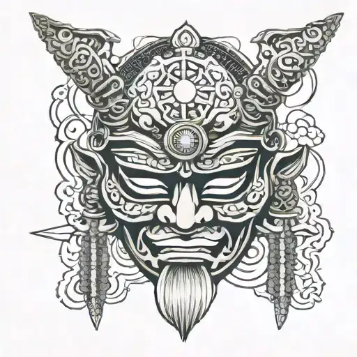 samurai mask mandala tattoo design idea
