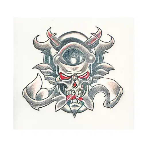 demon smoking  tattoo design idea