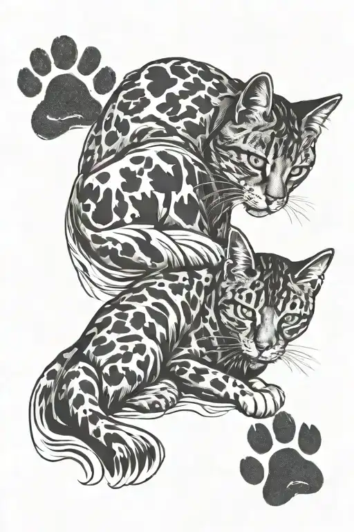 cat and dog paw prints RIP  tattoo design idea