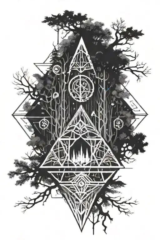A dark forest used for magic rituals tattoo design idea