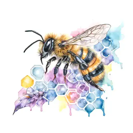 Bee, honeycomb,  tattoo design idea