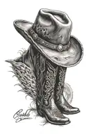 cowboy hat and boots tattoo design idea