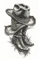 cowboy hat and boots tattoo design idea