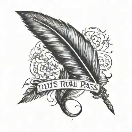 this too shall pass with aarow bird feather tattoo design idea