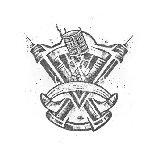 Punk rock band logo mixed with beer and rum bottles tattoo design idea