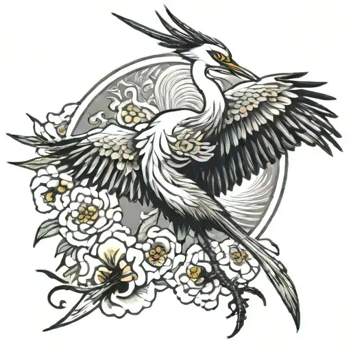 Japanese traditional crane tattoo tattoo design idea