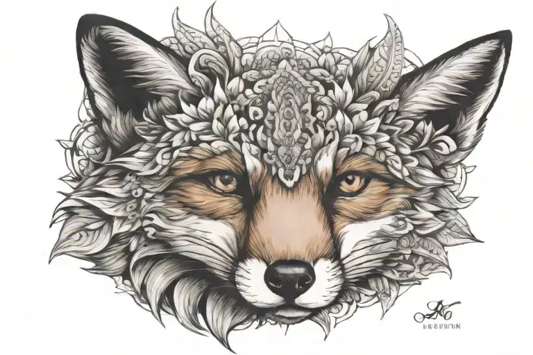 Fox inside Mandala tattoo design idea