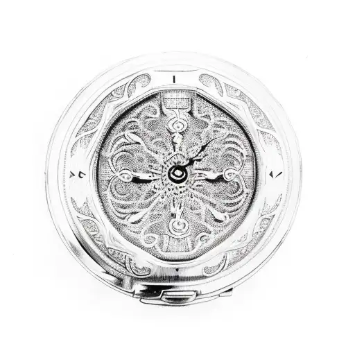 filigree pocket watch tattoo design idea