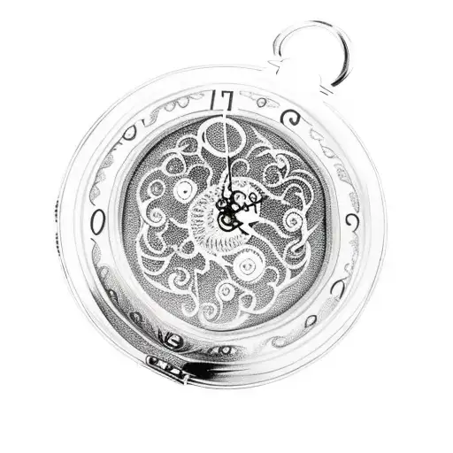 pocket watch filigree background tattoo design idea