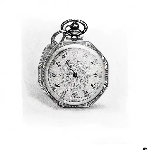 pocket watch filigree background tattoo design idea