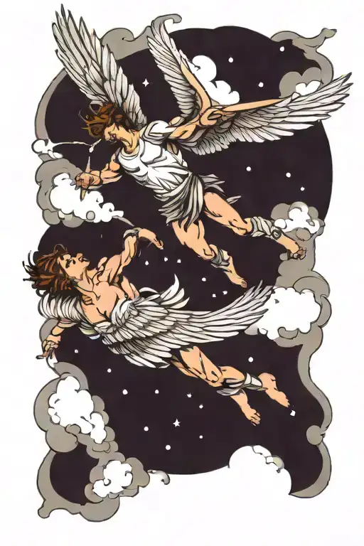 Icarus falling from the sky tattoo design idea