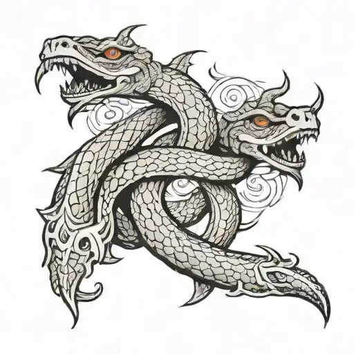 snake zodiac sign gemini angel and demon tattoo design idea